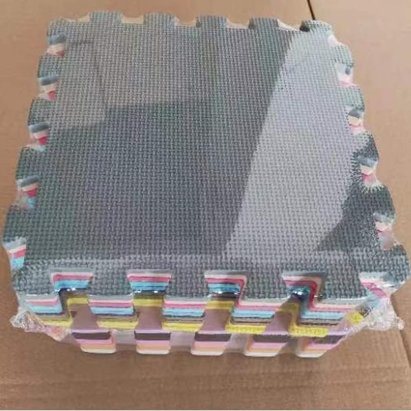 meiqicool Foam Play Mat Thick Soft EVA Interlocking Foam Floor Mats Children Yoga Exercise Multi Jigsaw Puzzle Blocking Board Kids Playmats Play White-Blue-Grey 18 Piece AGL