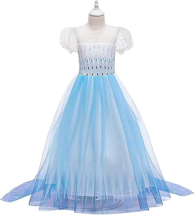 REXREII Little Girls Princess Dress Frozen Elsa Costume Halloween Cosplay Christmas Birthday Party Gown w/Accessories