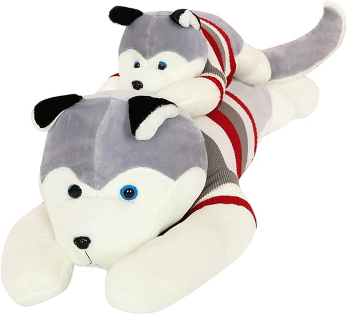 Giant Dog Plush Toy Soft Stuffed Husky Long Pillow Cartoon Animal Doll Sleeping Pillow Cushion Home Decor Kids Easter, Thanksgiving, Christmas, New Year's Gifts(Husky,110cm/43 inch)