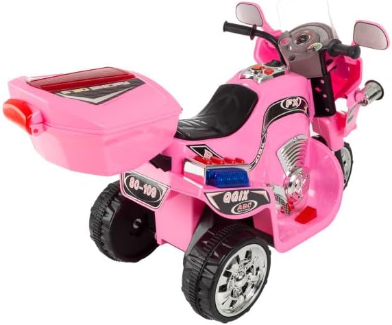 Lil' Rider Electric Motorcycle for Kids – 3-Wheel Battery Powered Motorbike for Kids Ages 3-6 – Fun Decals- Reverse- and Headlights (Pink), Large