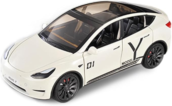 1/24 Model Y Toy Cars Alloy Diecast Model, Pull Back M-odel Y Car Toy with Light, Big Mo-del Y Diecast Cars Toy Suitable for Kids Adults Birthday Gift (Printed White)