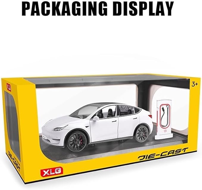 1/24 Model Y Toy Cars Alloy Diecast Model Car, Pull Back Mo-del Y Car with Light, Big Mo-del Y Diecast Cars Toy Suitable for Kids Adults Birthday Gift (White)