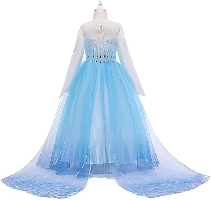 REXREII Little Girls Princess Dress Frozen Elsa Costume Halloween Cosplay Christmas Birthday Party Gown w/Accessories