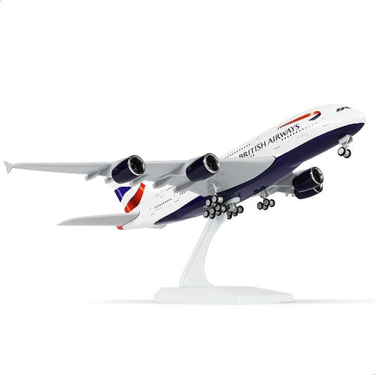1/240 A380 British Airplane Model Kit (30cm L) for Airbus A380 Resin Plane Model with Display Stand for Adult Aviation Gift or Display Decoration