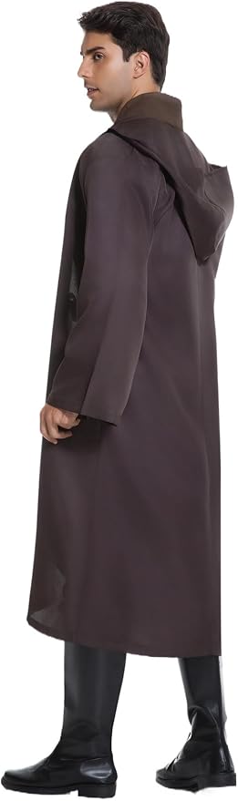 Men's Hooded Robe Tunic Cosplay Costume Knight Cloak Tunic Uniform Pants with Belt Full Set Halloween Outfits