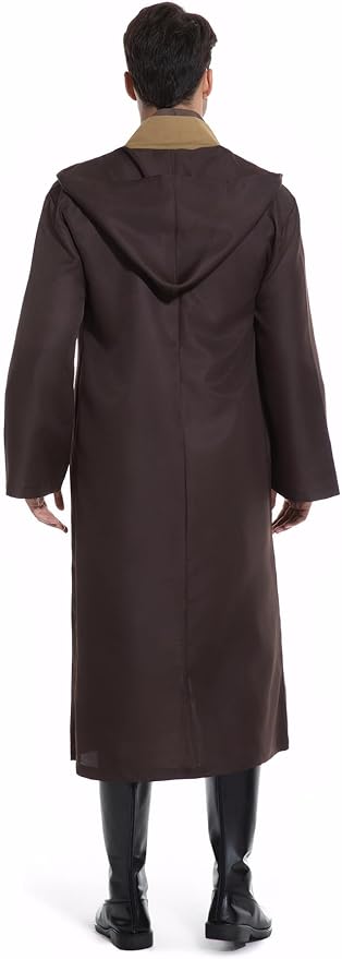 Men's Hooded Robe Tunic Cosplay Costume Knight Cloak Tunic Uniform Pants with Belt Full Set Halloween Outfits