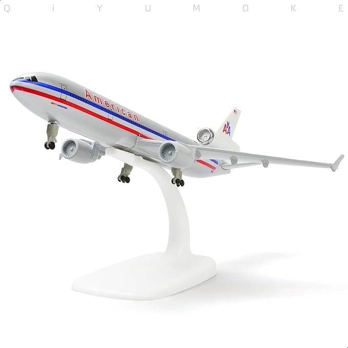 MD-11 American 1/300 Diecast Metal Airplane Model with Stand -Alloy Airplane Model for Adult(N1753) -8.3 inches Aircraft Model for Aviation Enthusiasts Gifts, Display Decorations