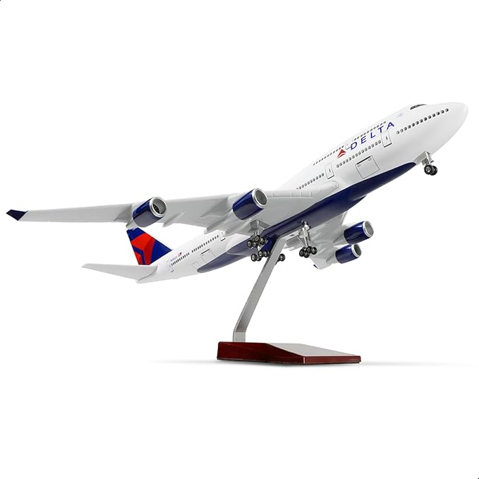 747 1/160 Large Scale Airplane Model -17 inches (Long) for Boeing 747 Prebuilt Airplane Model for Adult Plane 747 with Stand for Aviation Enthusiasts Gifts or Display Decorations