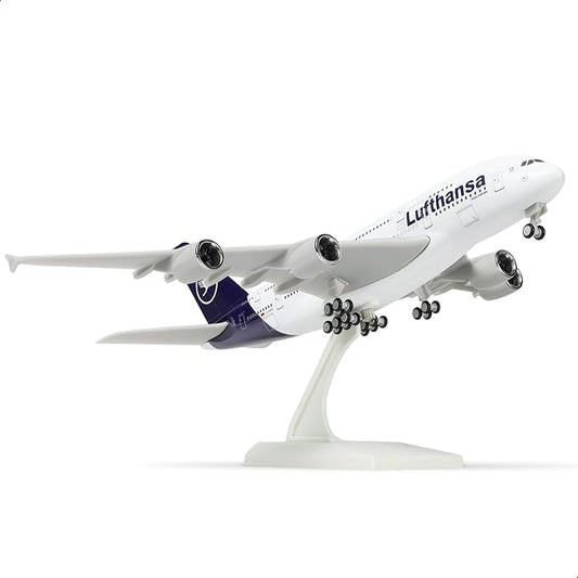 1/240 Compatible for Lufthansa A380 Airplane Model Kits (30cm L) for Airbus A380 Resin Plane Model with Display Stand for Adult Aviation Gift or Display Decoration