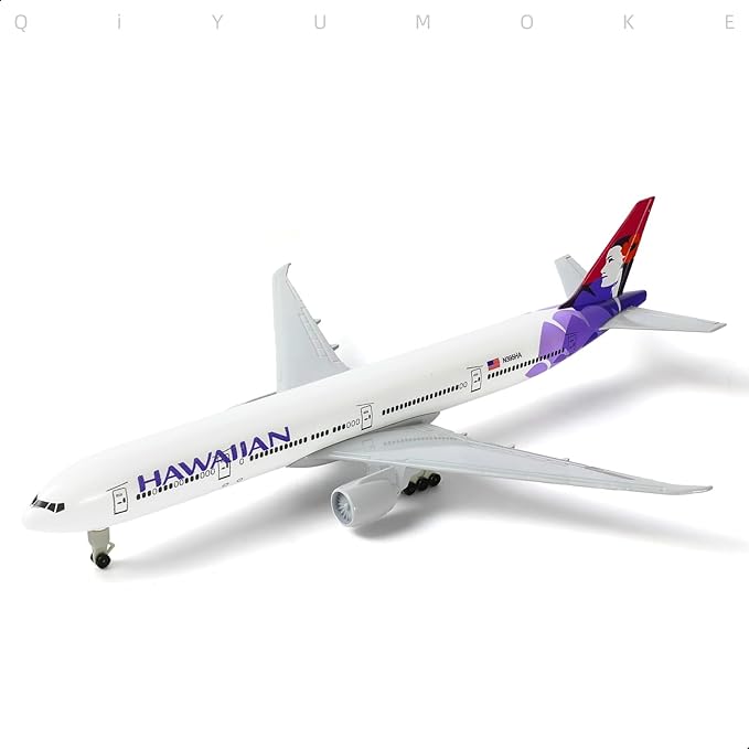 777 Hawaiian 1/300 Diecast Metal Airplane Model with Stand -777 Airplane Model for Adult with Stand (8.3 inches Long) Aviation Enthusiasts Gifts, Desktop Display Decorations