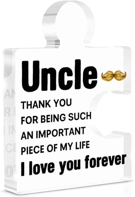 Uncle Gifts, Best Uncle Gifts Great Birthday Gift from Niece Nephew Fathers Day Thanksgiving Christmas Gift Ideas Acrylic Puzzle Piece Plaque Desk Shelf Decorations for Home Decor
