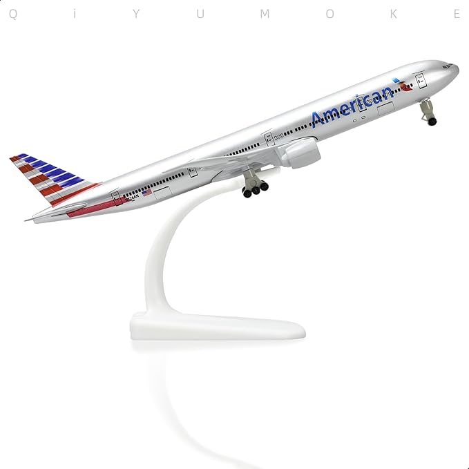 1/300 American 777 Diecast Metal Airplane Model Kits for Boeing 777 Airlines Model Plane with Display Stand (7.5-inch L) for Adult Aviation AA Plane Models Gifts or Desktop Decorations
