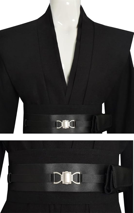 Mens Cosplay Costume Black Tunic Hooded Cloak Robe Uniform Suit Halloween Outfit