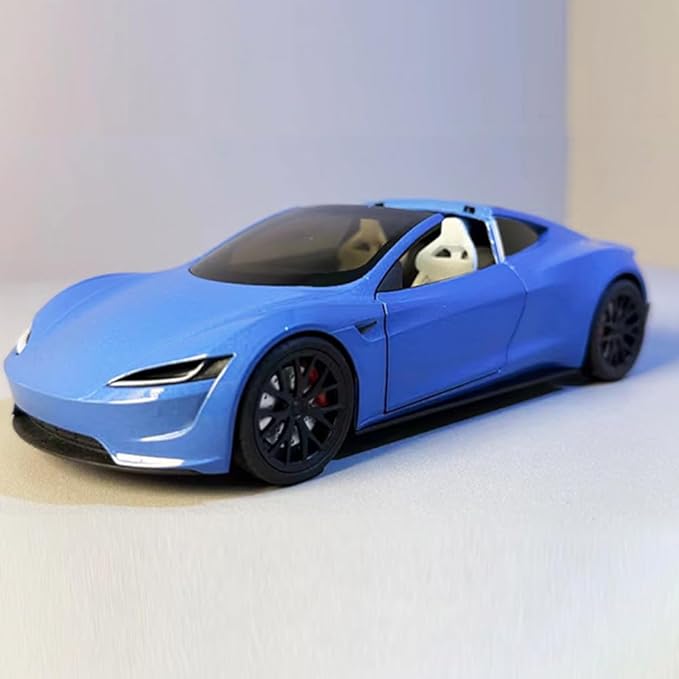 1/24 Diecast Roadster Model Car with Pull Back Function, Sound and Light, Alloy Metal Vehicles Roadster Toy Car Ideal Collectible for Kids Adults Enthusiasts, Great Birthday Gift (Blue)