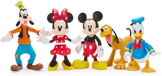 Disney Store Official Mickey Mouse & Friends Articulated Figure Set - Fab Five Toy Action Figures Set - Includes Mickey, Minnie, Donald, Pluto & Goofy - Articulated 8'' Toys with Scenic Display Box