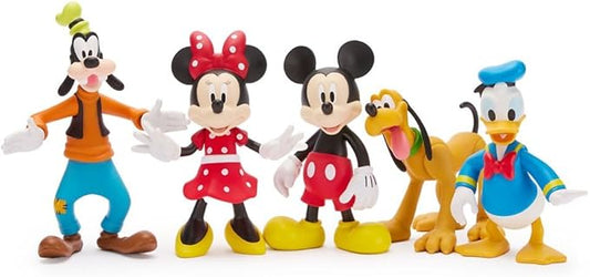 Disney Store Official Mickey Mouse & Friends Articulated Figure Set - Fab Five Toy Action Figures Set - Includes Mickey, Minnie, Donald, Pluto & Goofy - Articulated 8'' Toys with Scenic Display Box