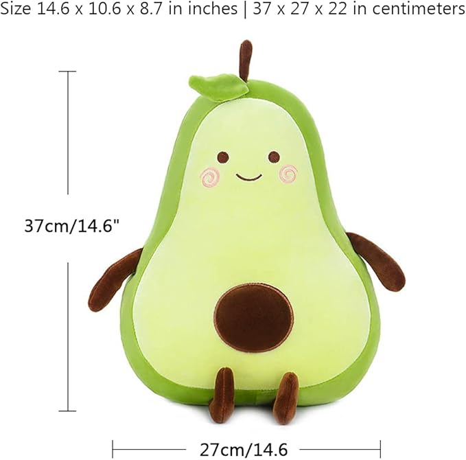 MMTTAO Stuffed Animal Avocado 15 Inch Plush Toys Squishy Snuggle Soft Kawaii Food Shaped Plushies Fruit Series Cute Dolls Collection Hugging Pillow Cushion Gifts for Kids Children Boys Girls, 15Inches