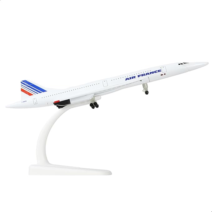 1/300 Scale Concorde for Air France Diecast Metal Airplane Model Kit with Stand Concorde Model Plane for Creative Desktop Decorations or Aircraft Gifts(7.9-Inch L)