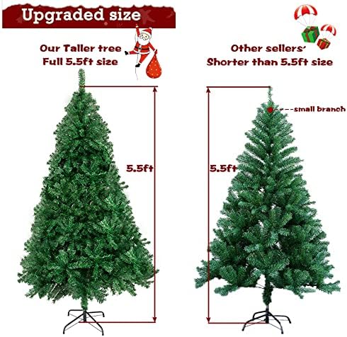 Bonnlo 5ft Artificial Christmas Tree, Unlit Pine Tree with Sturdy Metal Stand, 850 Tips for Indoor Outdoor Holiday Decor