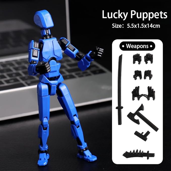 (Assembly Completed) 2025 New Titan 13 Action Figure Set,Lucky Robot 13 Action Figures,Multi-Jointed Movable Action Figure,Nova 13 Figure for Collectors Desktop Decorations (e- Blue)