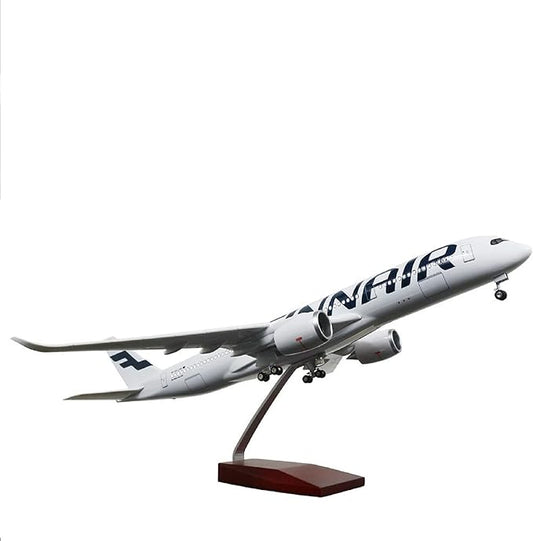 24-Hours 18” 1:142 Airplane Model Finn Airbus 350 Plane Model Kits with LED Light(Touch or Sound Control) for Decoration or Gift