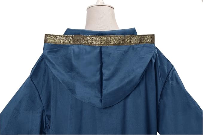 Velvet Wizard Robe with Hooded and Sleeves, Halloween Vampire Witch Wizard Cloak Fancy Cosplay Costume