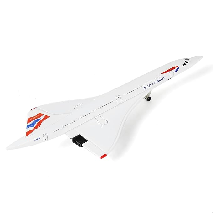 1/300 Scale Concorde for British Airways Diecast Metal Airplane Model Kit with Stand Concorde Model Plane for Creative Desktop Decorations or Aircraft Gifts(7.9-Inch L)