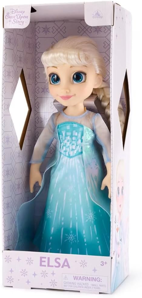 Disney Store Official Elsa Once Upon a Story Doll - 16 Inch Disney Princess Toys Featuring Reflective Eyes with 3D Pupil and Iris, Detailed Costume, Hair Comb & Shoes - Comes in Display Box