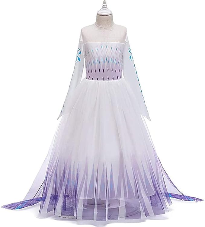 REXREII Little Girls Princess Dress Frozen Elsa Costume Halloween Cosplay Christmas Birthday Party Gown w/Accessories