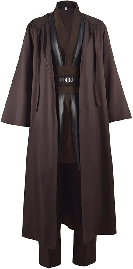 Adult Tunic Costume Men's Brown Hooded Robe Tunic Uniform Full Set Halloween Cosplay Costume