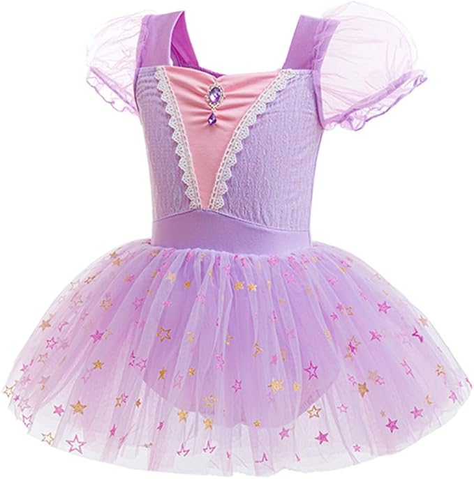 DYMCII Baby Girls Princess Ballet Dress Short Sleeve Leotards Skirted Tutu Dancewear Halloween Christmas Party Fancy Costume