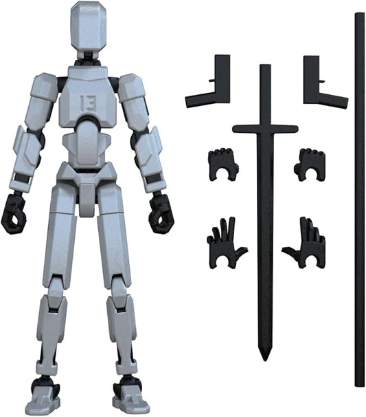 MerryXD T13 3D Action Figure,Assembly Completed Dummy Nova Titan Lucky 13 Action Figure 3D Printed Multi-Jointed Movable Toy Silver