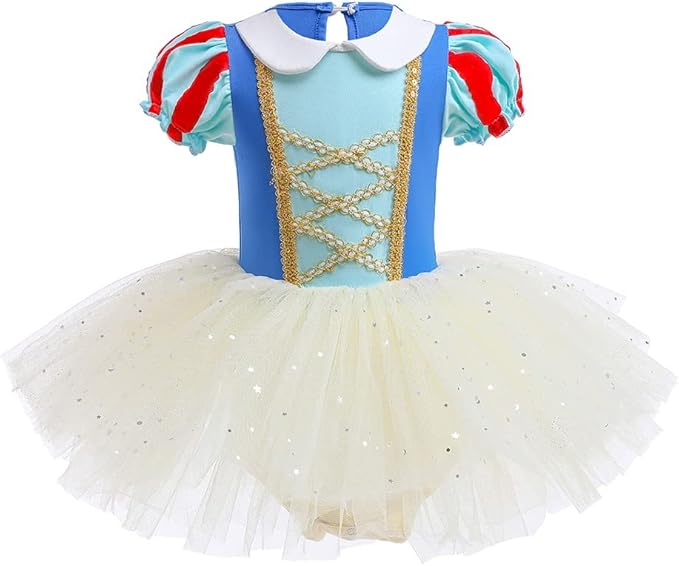 DYMCII Baby Girls Princess Ballet Dress Short Sleeve Leotards Skirted Tutu Dancewear Halloween Christmas Party Fancy Costume