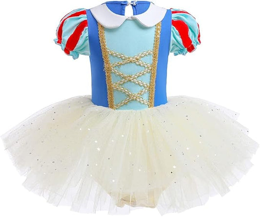 DYMCII Baby Girls Princess Ballet Dress Short Sleeve Leotards Skirted Tutu Dancewear Halloween Christmas Party Fancy Costume