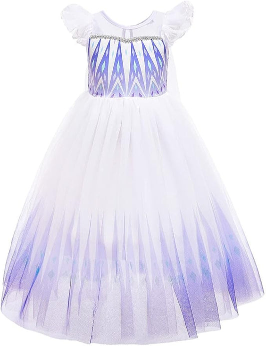REXREII Princess Dress for Girls Halloween Party Cosplay Dress Up Frozen Elsa Snow Queen Costume Christmas Birthday Gown