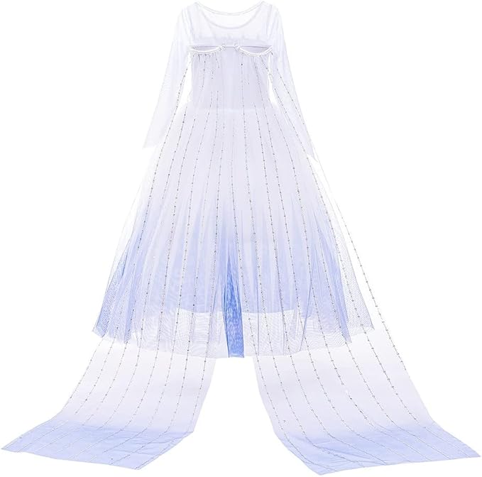 REXREII Princess Dress for Girls Frozen Elsa Snow Queen Costume Halloween Cosplay Christmas Birthday Party Gown w/Accessories