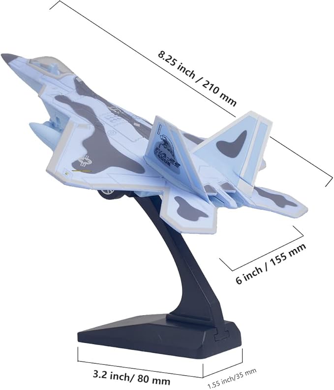 Ailejia Diecast F 22 Fighting Falcon Airplane Model Aircraft Army Air Force Toys Military Plane Pull Back with Lights and Sounds (F 22 Blue)