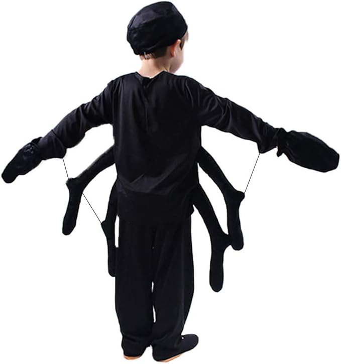 Spider Costume for Kids, Perfect for Halloween, Animal Dress up Party, Black,3-14Year