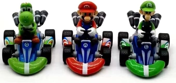 3 pcs Bigger Super Star Mari Bros Kart Pull Back Cars