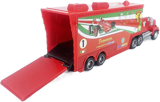 Portable Mini Toy Car and Truck Set 1:55 Diecast Model Metal Body Racers for Preschool Kids Ages 3+ Years (F1-Red)