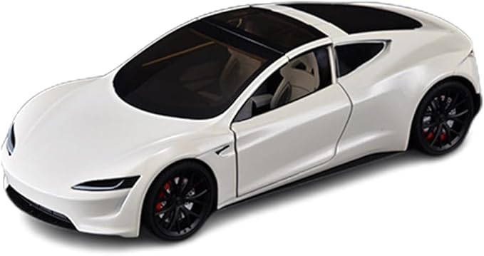 1/24 Diecast Roadster Model Car with Pull Back Function, Sound and Light, Alloy Metal Vehicles Roadster Toy Car Ideal Collectible for Kids Adults Enthusiasts, Great Birthday Gift (White)