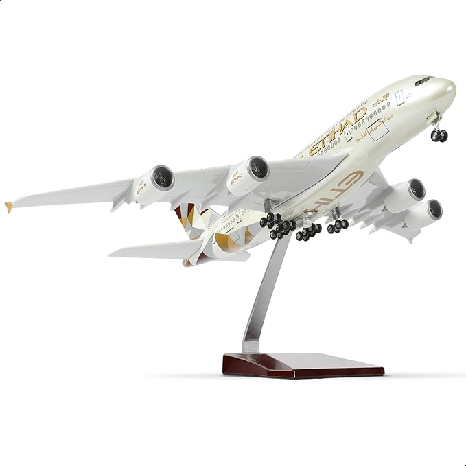 1/200 Scale A380 Model Plane Diecast Airbus A380 Model Airplane with Stand (14 in-L) for Adult Aviation Creative Gifts, Tabletop Collection Display