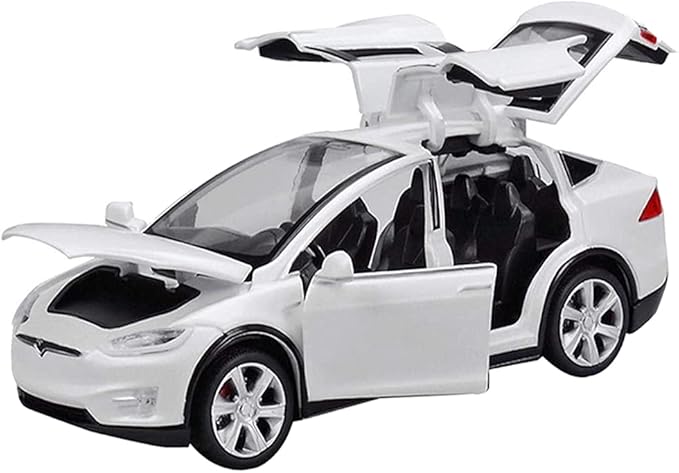 1:32 Scale Car Model X Alloy Diecast Pull Back Electronic Toys with Lights and Music, Mini Vehicles Toys for Kids Gift Car Lovers Collection (Model X - Generic White)