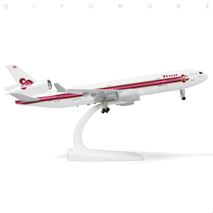 MD-11 Thai 1/300 Diecast Metal Airplane Model with Stand -Alloy Airplane Model for Adult(HS-TMA) -8.3 inches Model Plane for Aviation Enthusiasts Gifts, Display Decorations