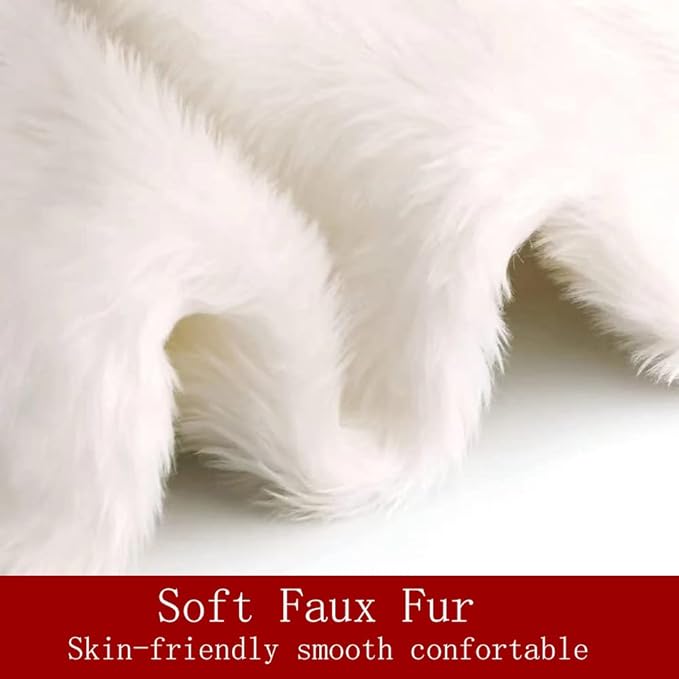 Christmas Tree Skirt, 48 inches Snow White Tree Skirt Decoration for Xmas Faux Rabbit Fur