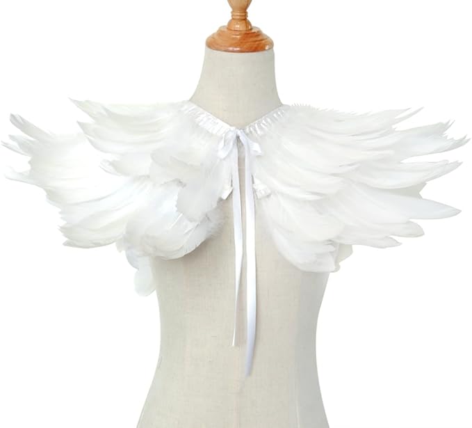 L'VOW Gothic Black Feather Shrug Cape Shawl Halloween Costume for Men