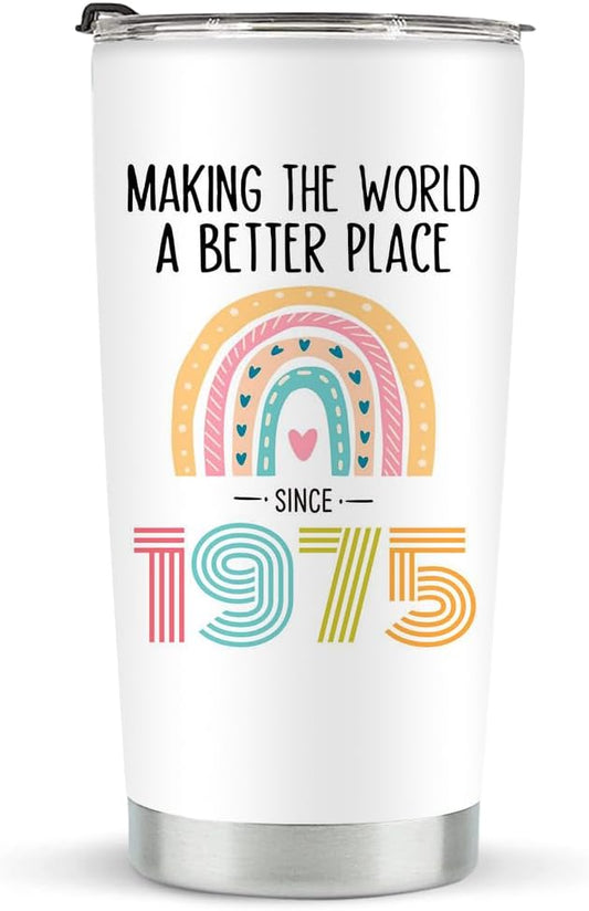 50th Birthday Gifts for Her, 1975 50th Birthday Decorations for Women, 50 Year Old Birthday Gift Ideas, 20 oz Stainless Steel Vacuum Insulated Tumblers
