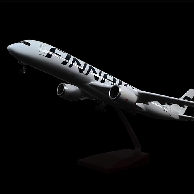 24-Hours 18” 1:142 Airplane Model Finn Airbus 350 Plane Model Kits with LED Light(Touch or Sound Control) for Decoration or Gift