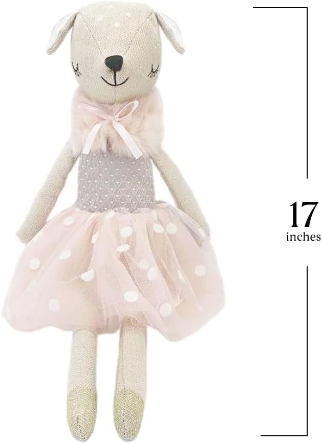 MON AMI Doe Ballerina Stuffed Doll – 17”, Designer Dress & Shawl, Plush Ballerina Doll for Girls, Use as Toy or Room Decor