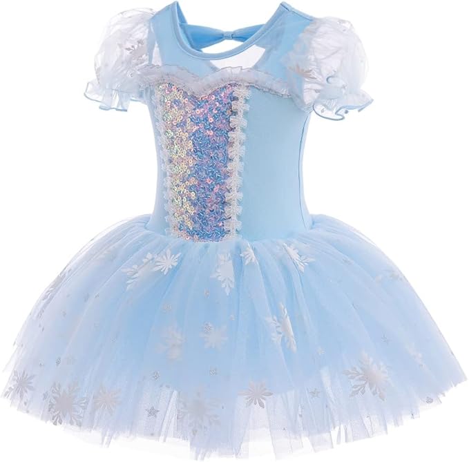 DYMCII Baby Girls Princess Ballet Dress Short Sleeve Leotards Skirted Tutu Dancewear Halloween Christmas Party Fancy Costume
